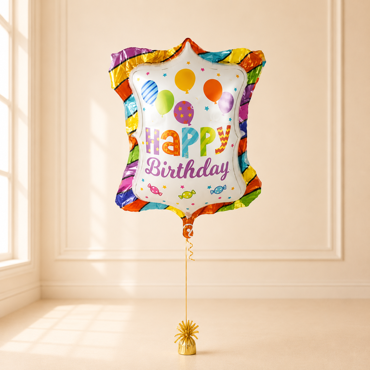 Super Shape Rainbow Happy Birthday Balloon