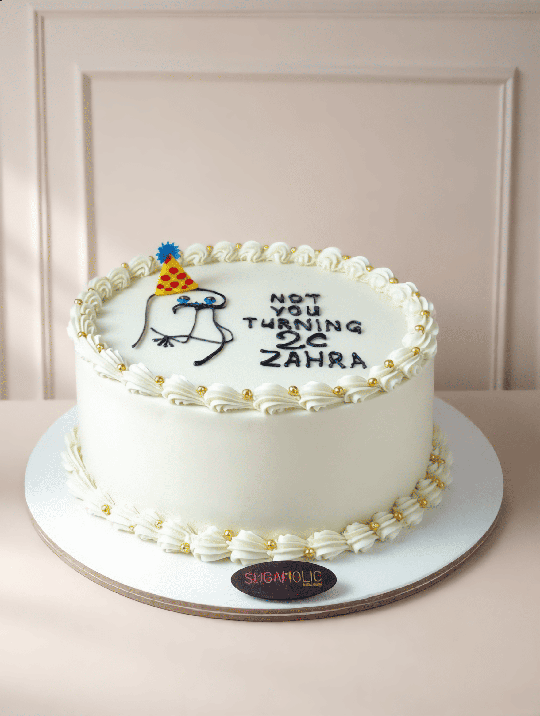 Minimal Cartoon Drawing Buttercream Cake