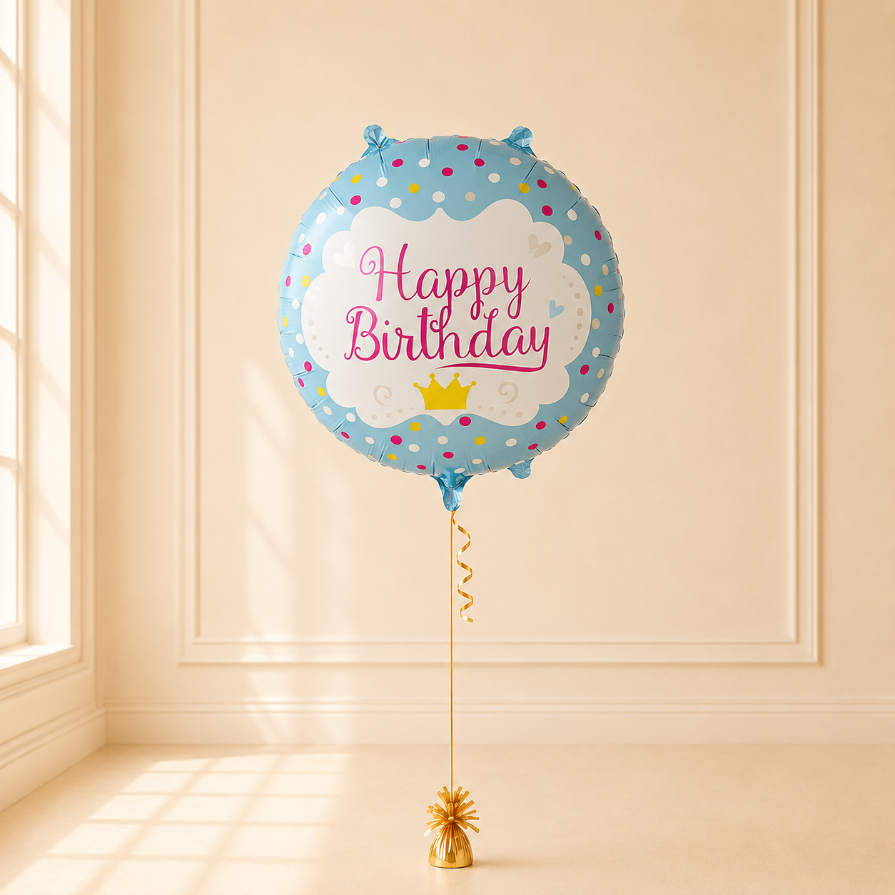 Dotted Happy Birthday Blue Balloon