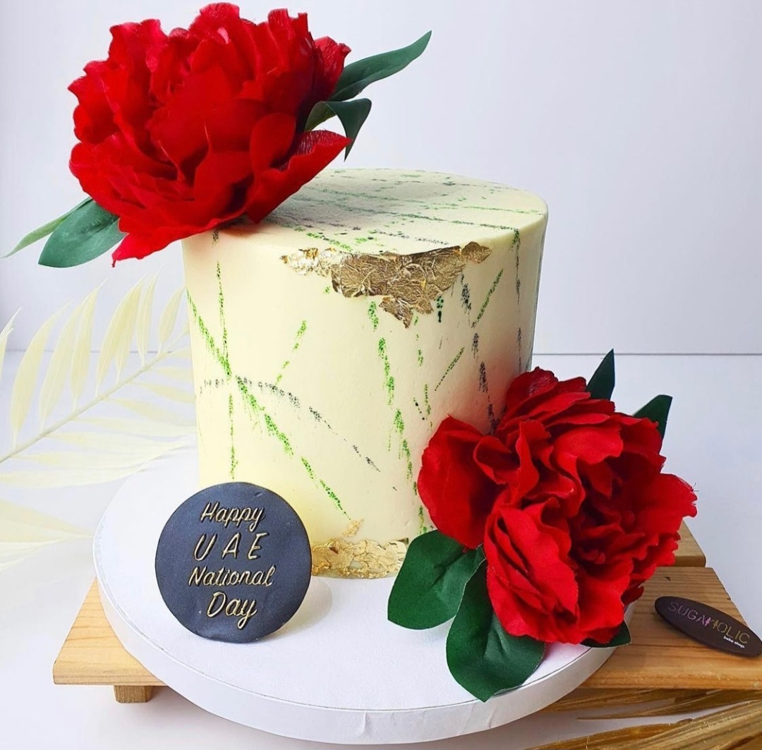 Floral UAE National Day Cake