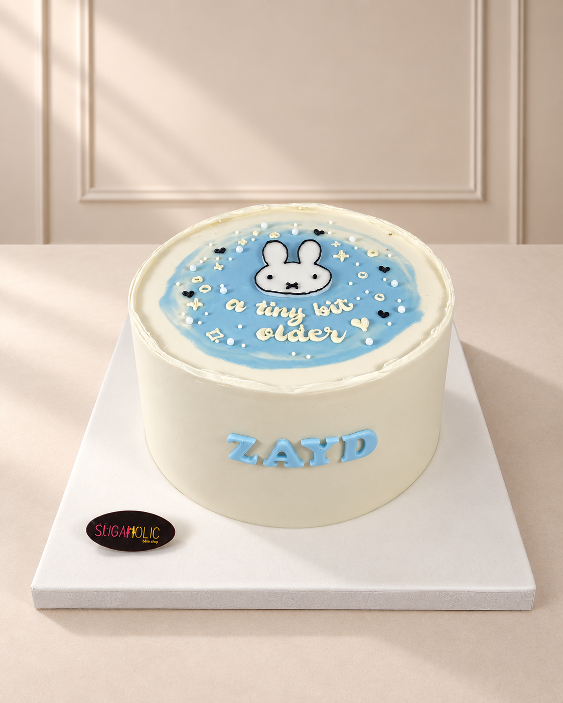 Minimal Blue Bunny Buttercream Cake