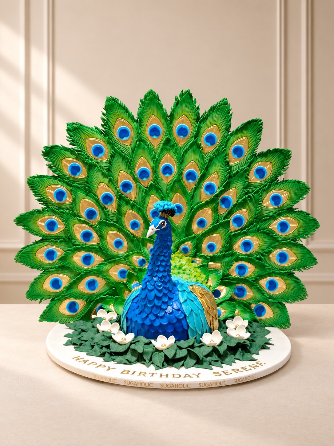Sculpted Peacock Celebration Cake
