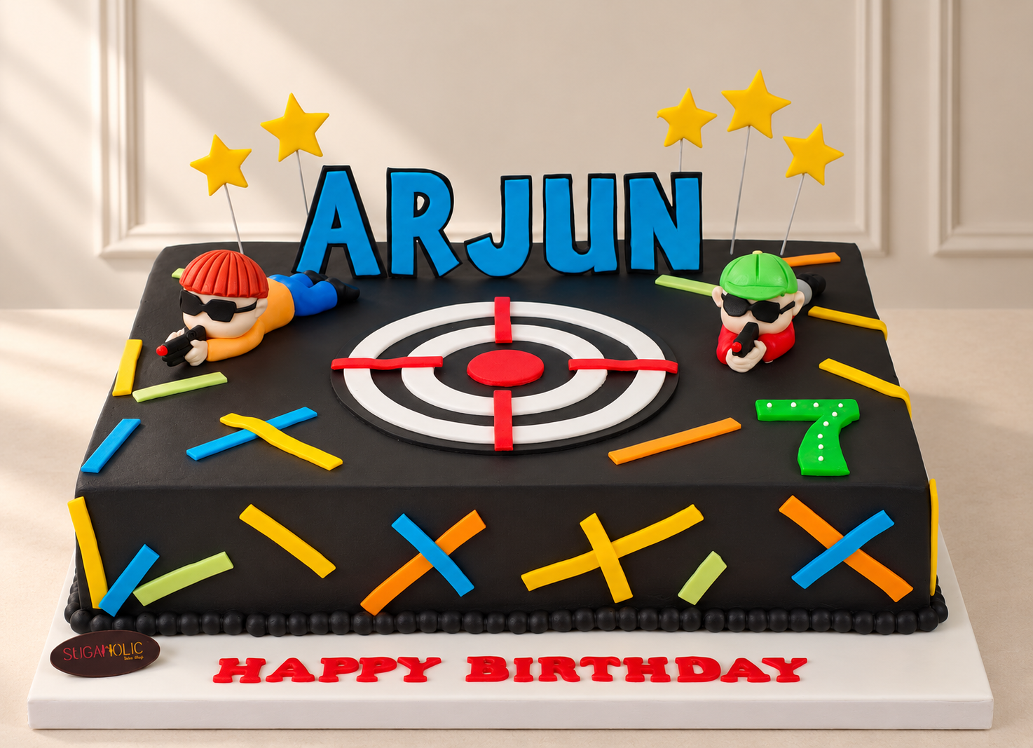 Black Target Arena Birthday Cake