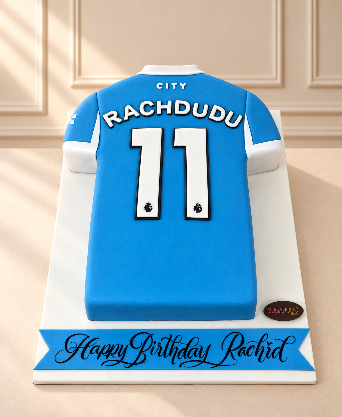 Blue Football Jersey Shaped Cake
