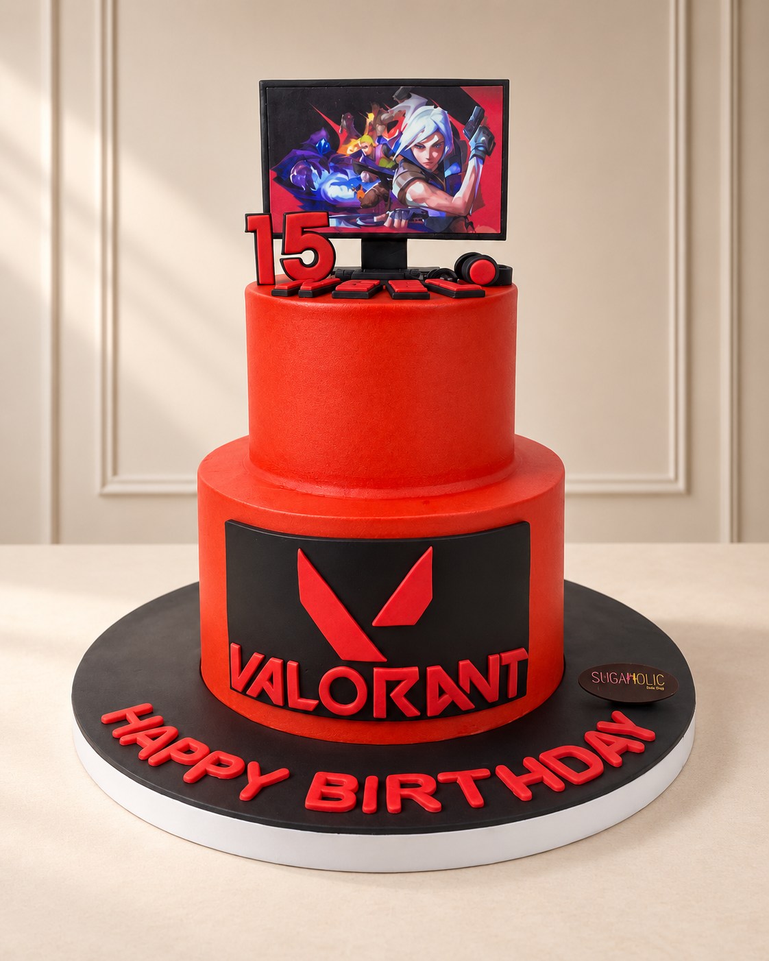 Valorant Gaming Two-Tier Birthday Cake