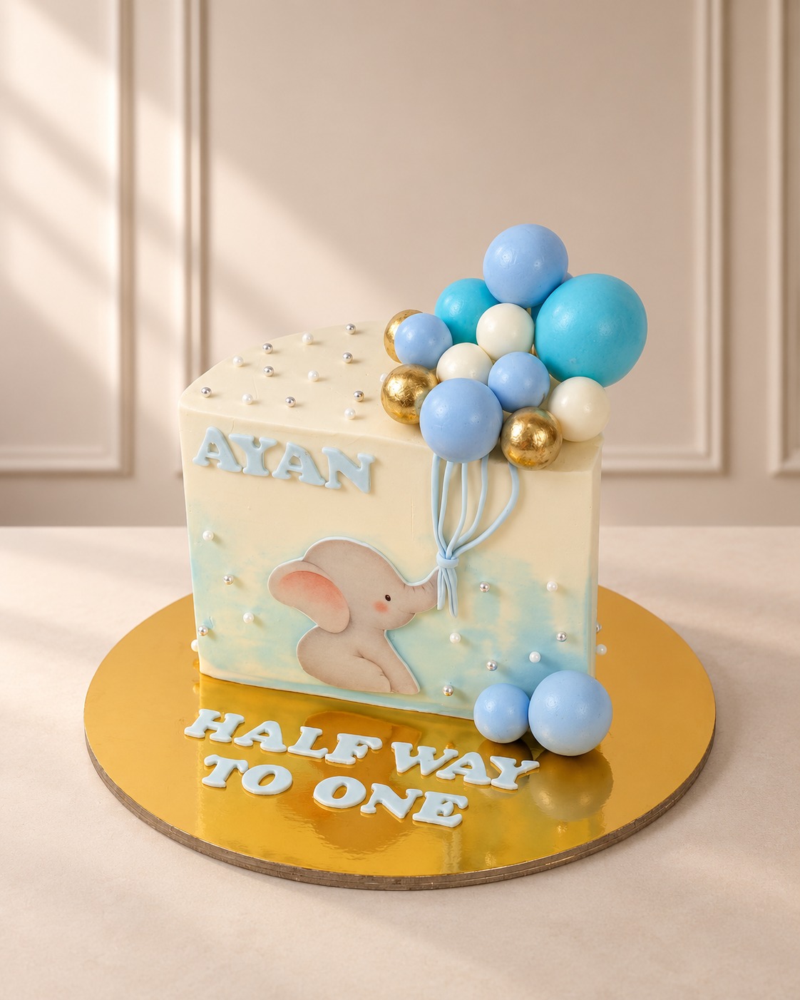 Elephant Half Way to One Cake with Balloons