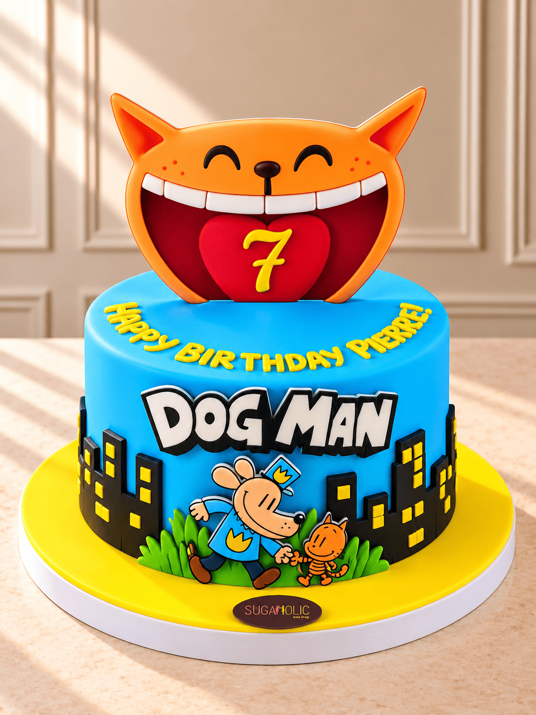 Comic Dog Hero Fondant Birthday Cake