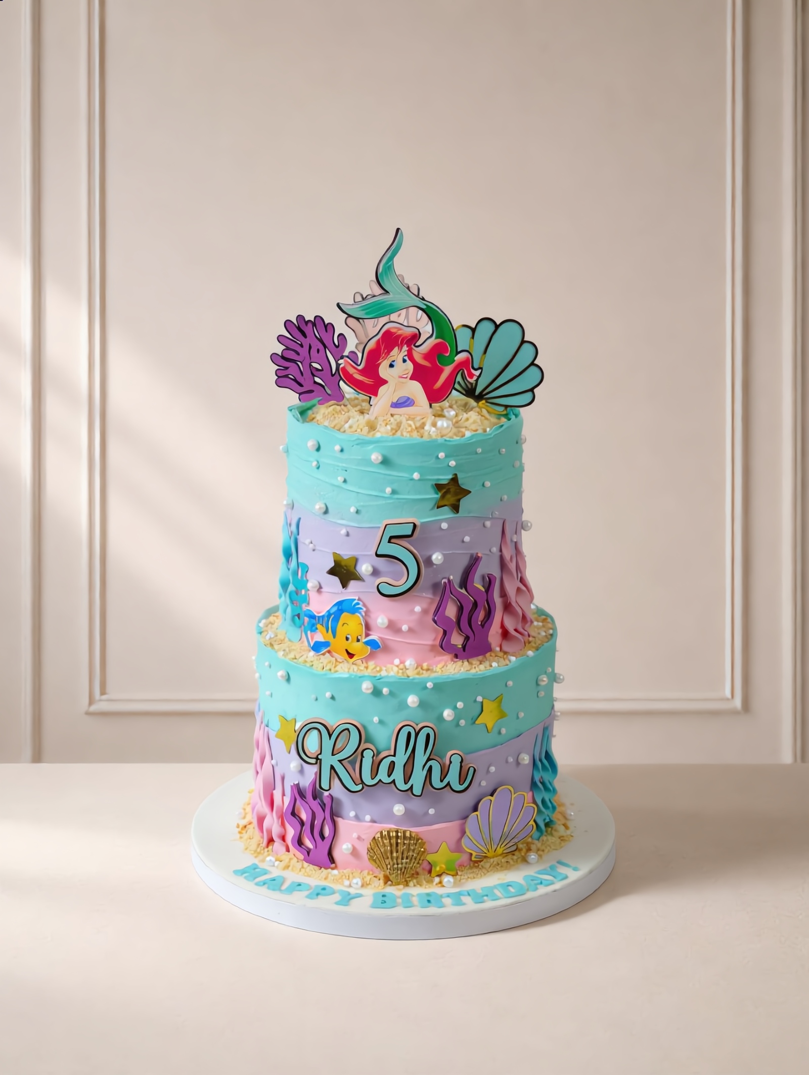 Ariel Little Mermaid Two-Tier Birthday Cake