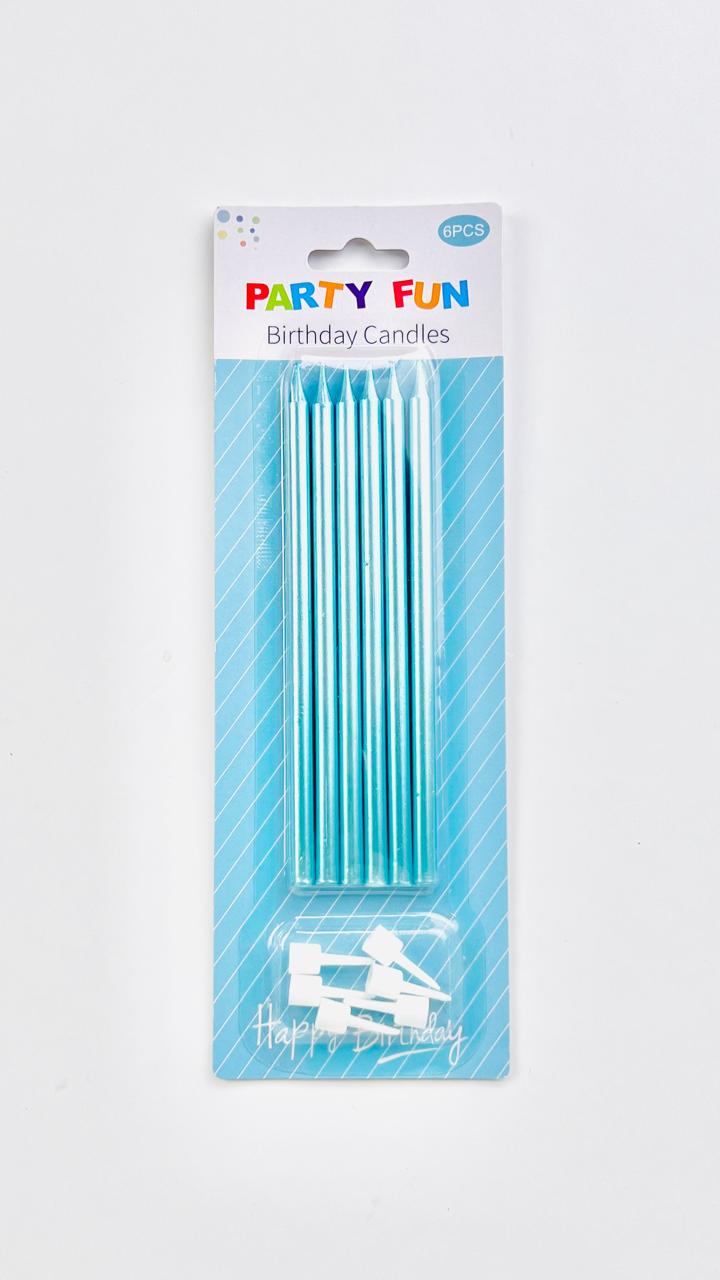Long Blue Metallic Candles