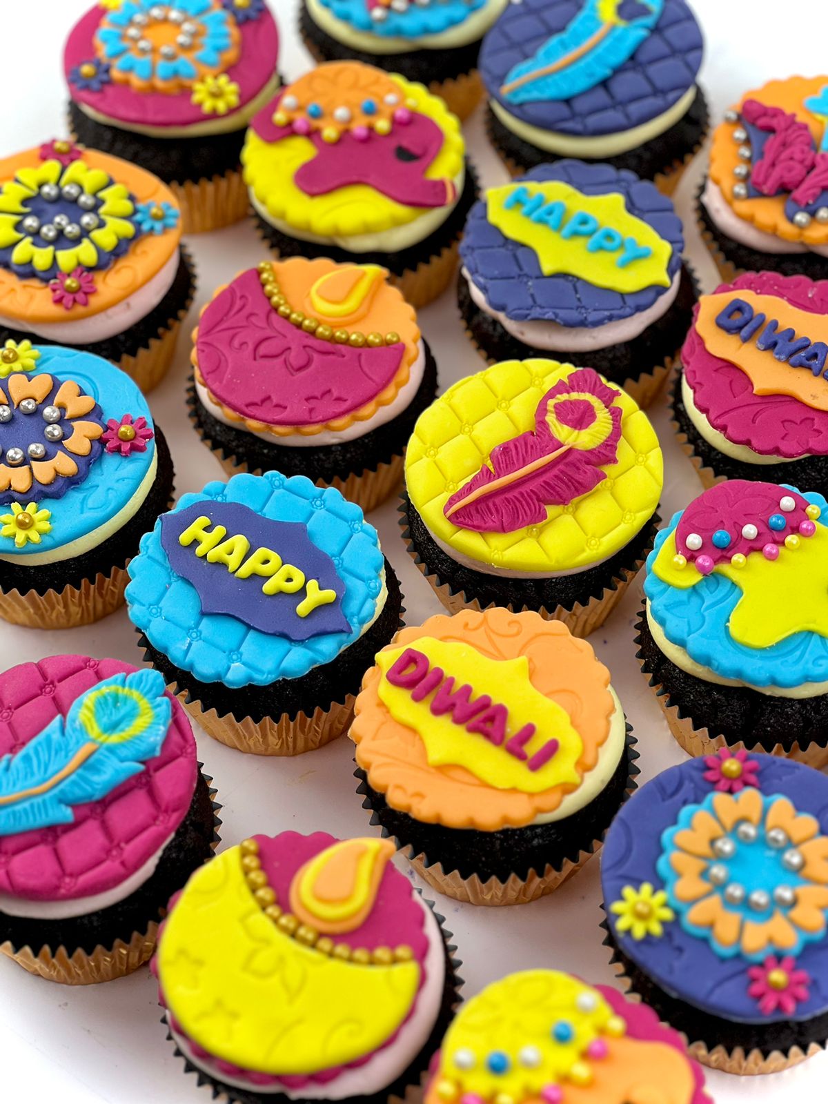 Diwali Colorful fondant Cupcakes 