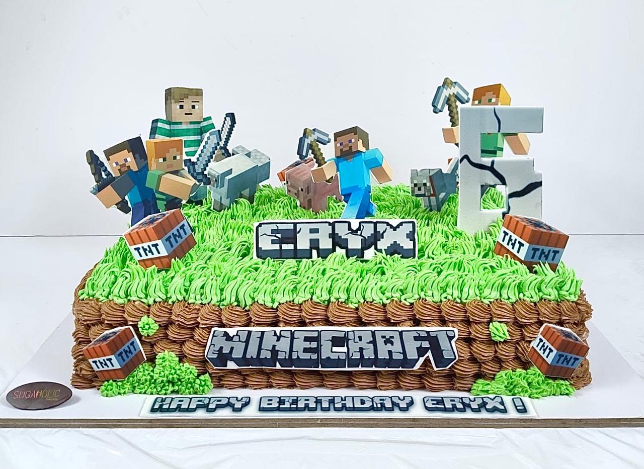 Minecraft Rectangle Buttercream Cake 