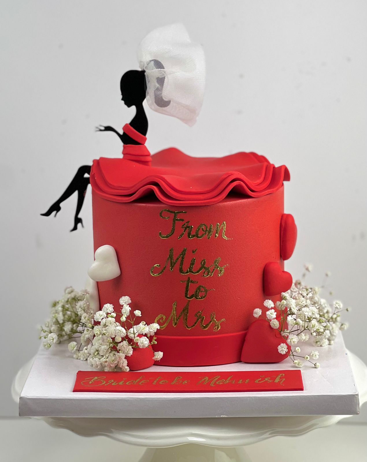 From Miss to Mrs Red Buttercream Cake
