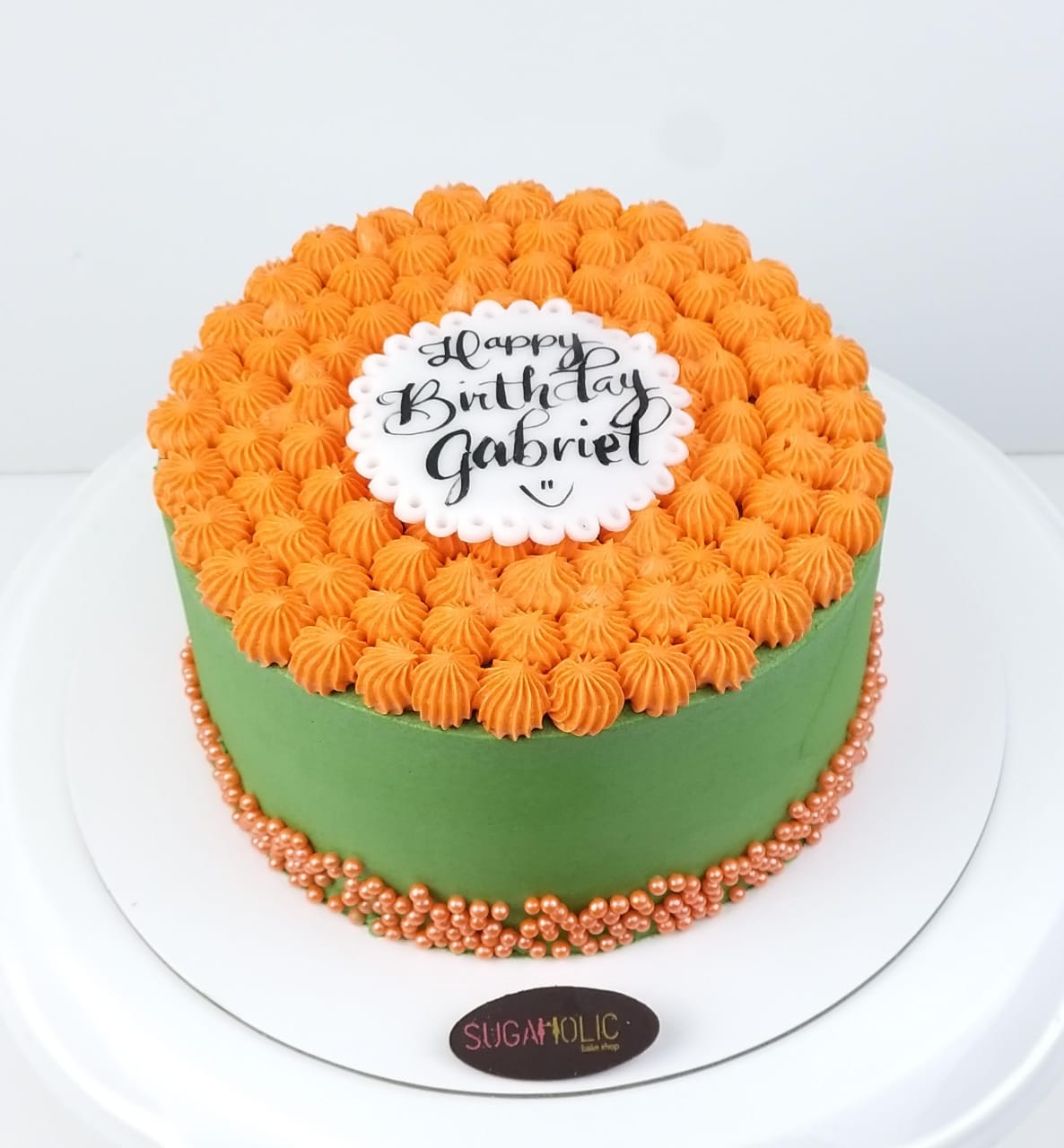 Orange and Green Buttercream Cake 