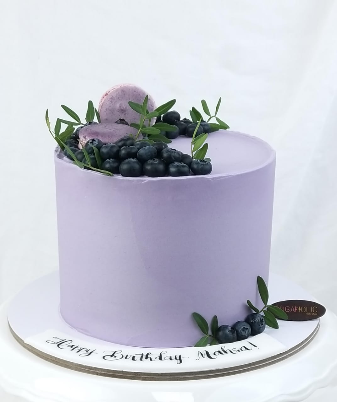 Purple  Buttercream Macaroon Cake with Sweet Blueberries