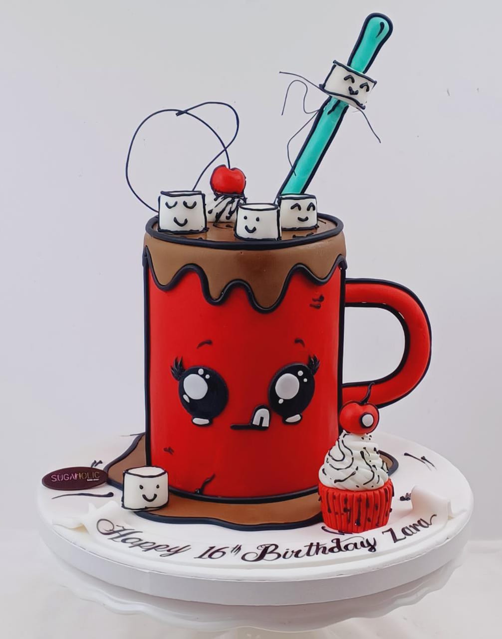 Red Cup Comic Fondant Cake