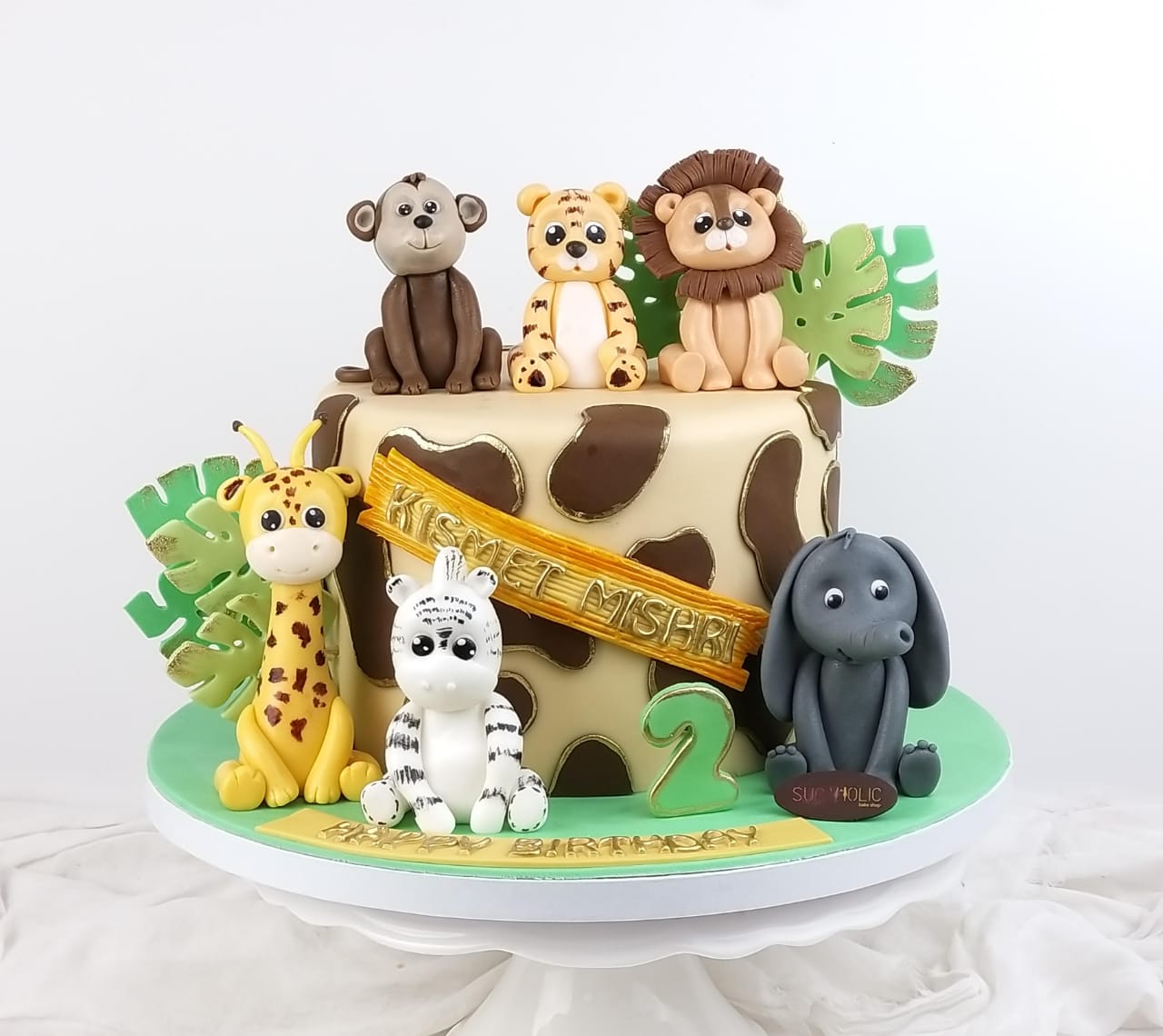 Safari Single Layer Fondant Cake 