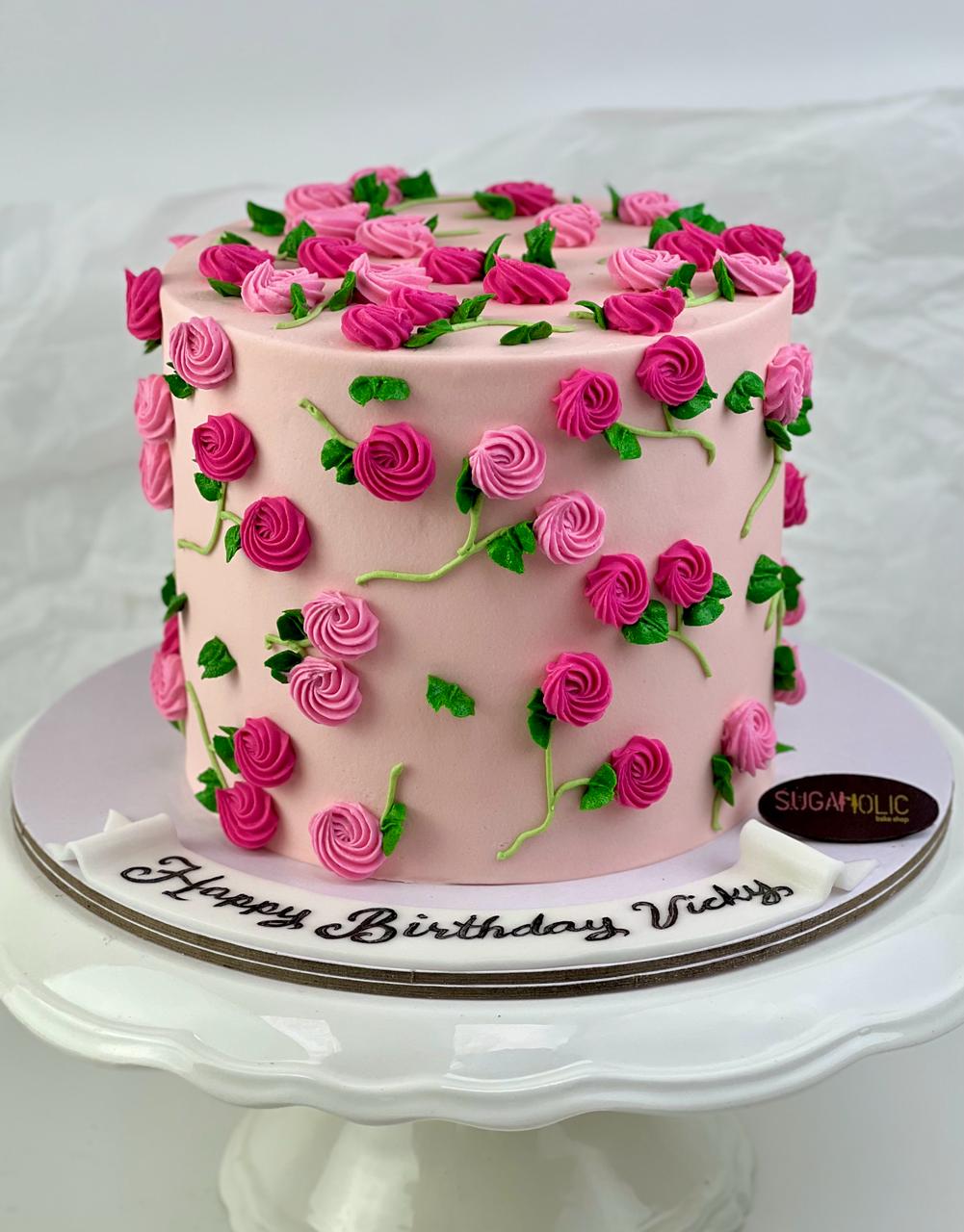 Shades of Pink Swirl Buttercream  Cake