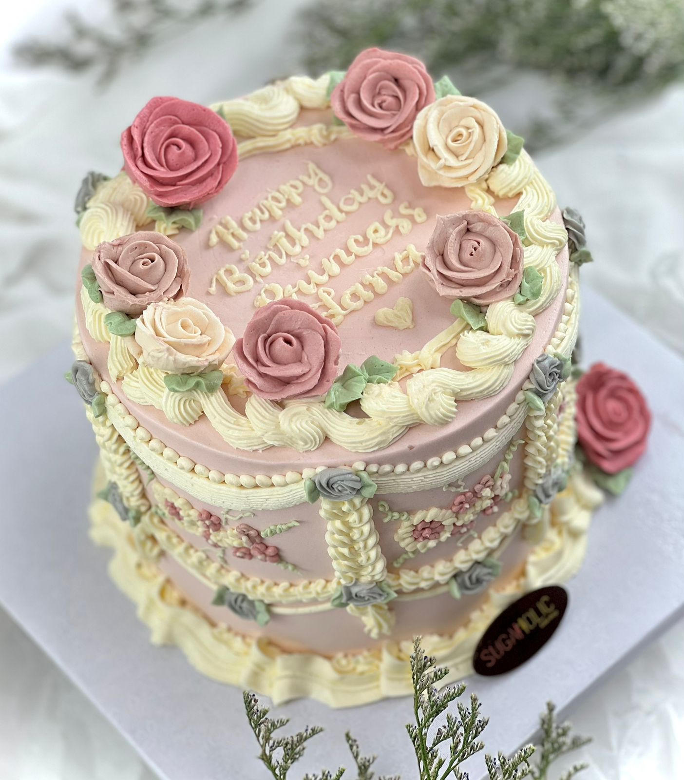 Vintage Buttercream Floral  Cake