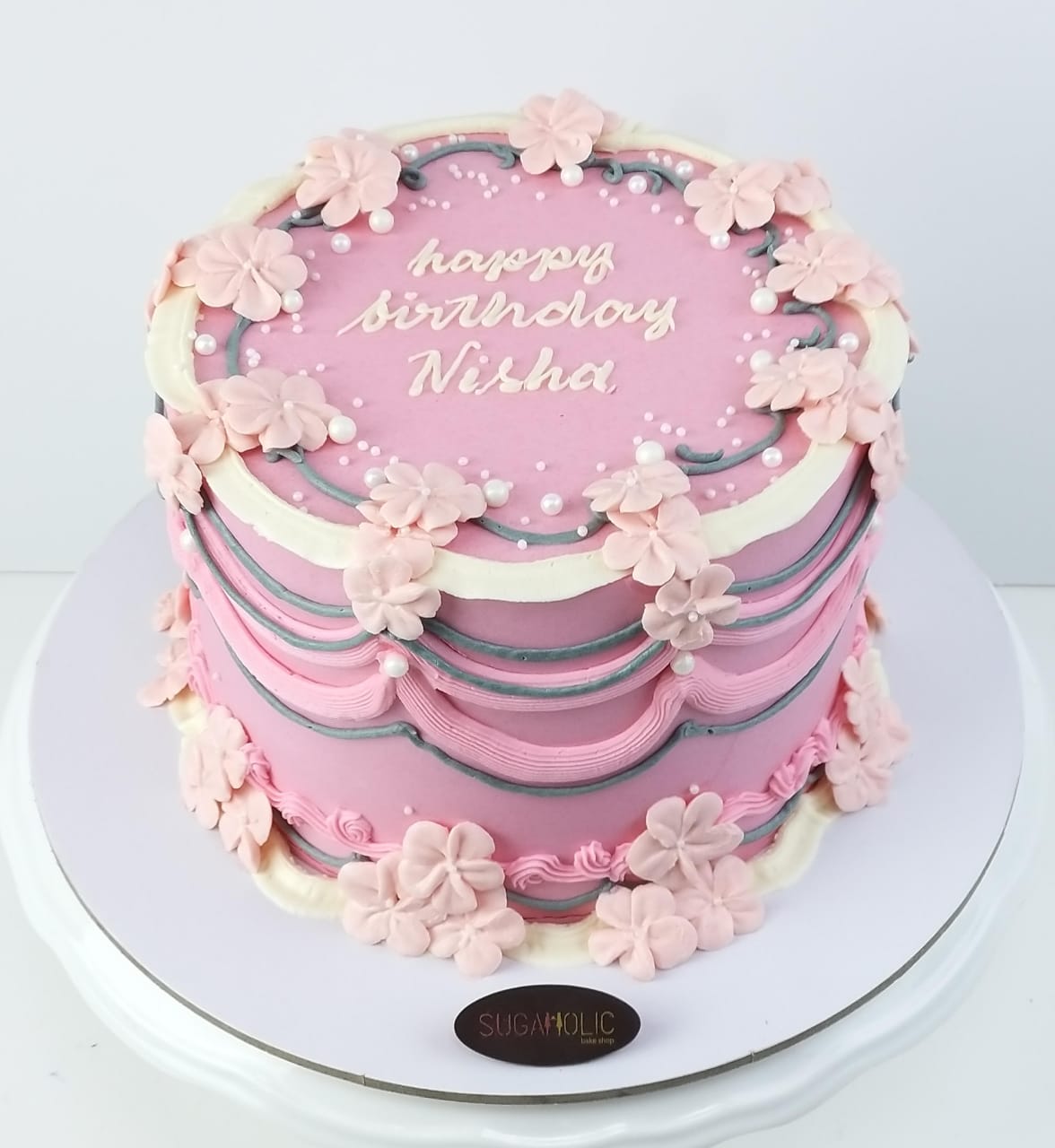 Vintage Pink Fleur Buttercream Cake
