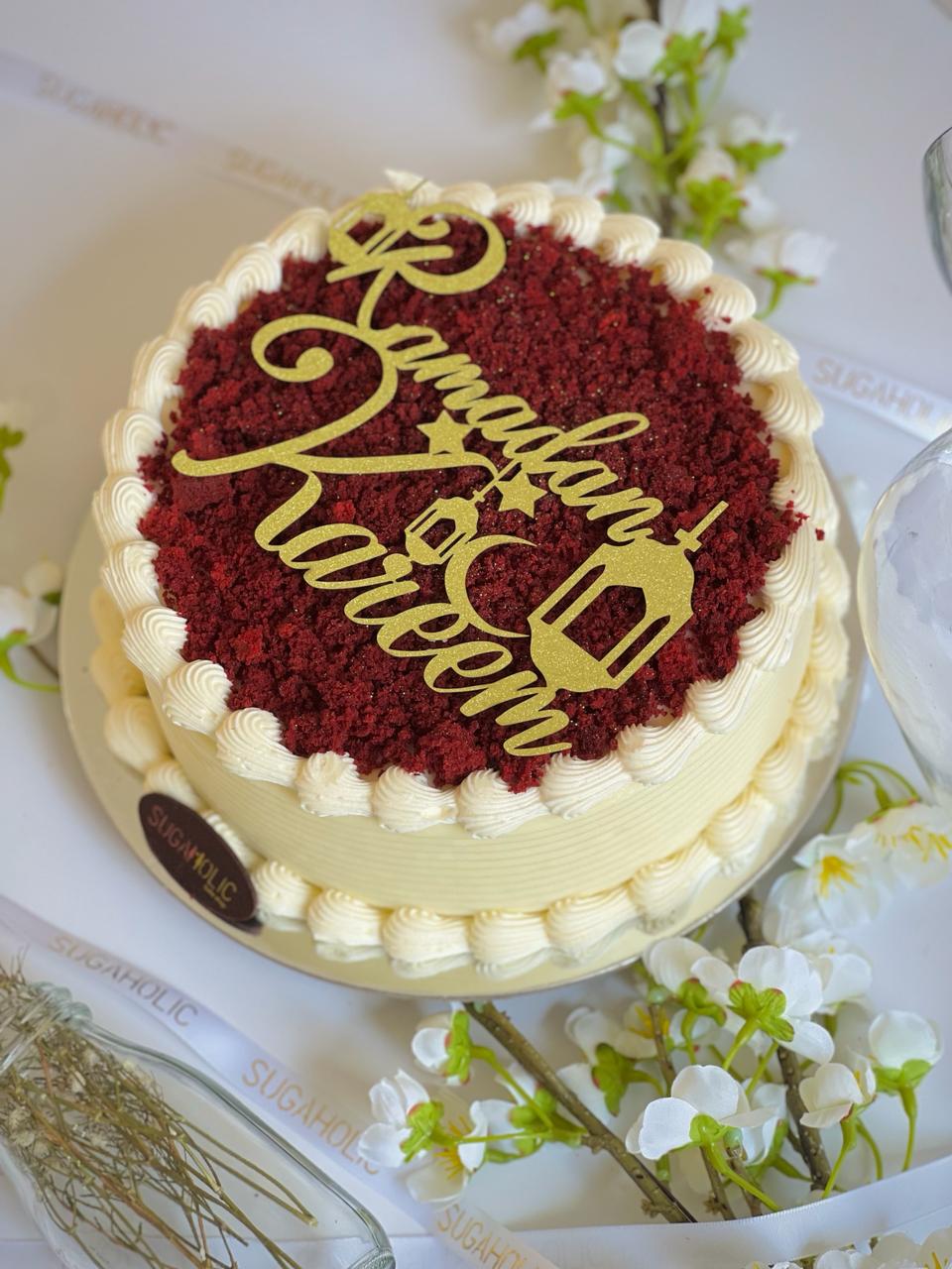 Red Velvet Cake with Cream Cheese and With Ramadan Kareem Topper 