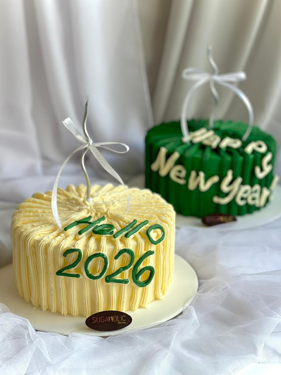 Happy New Year Buttercream - Green Cake 