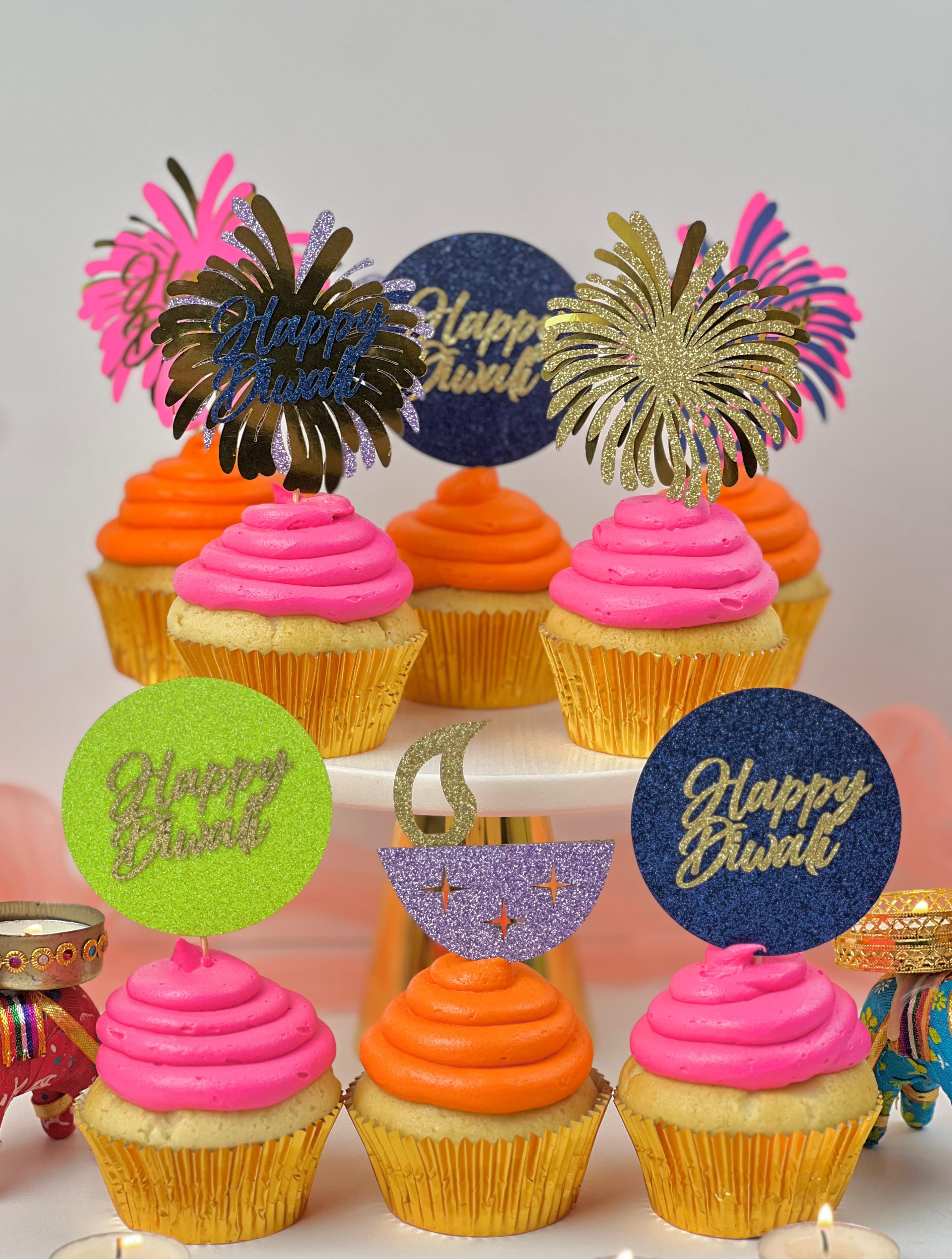 Diwali glitter Topper Cupcakes (per piece)