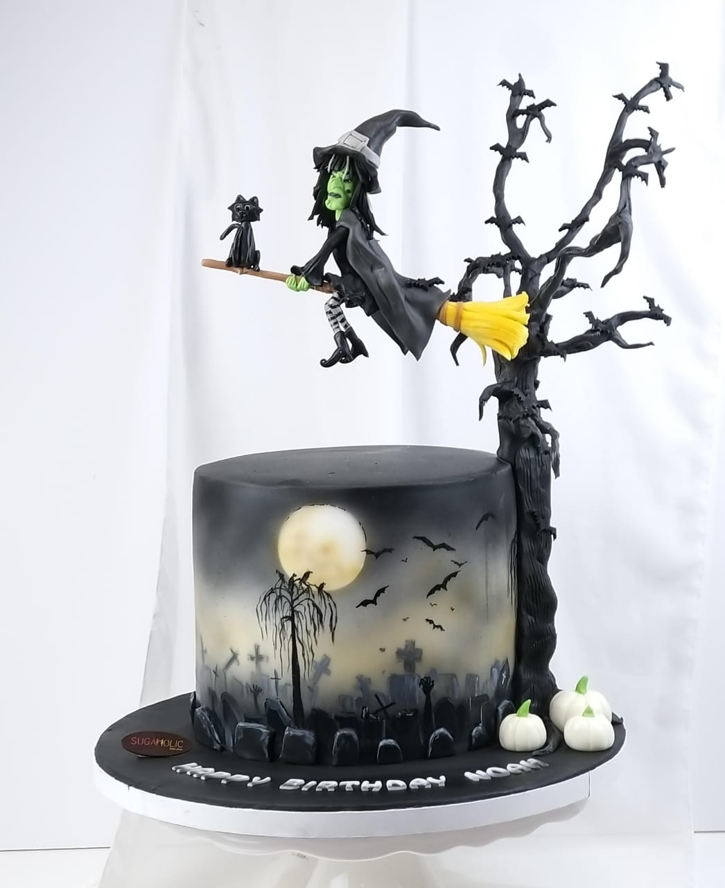 Halloween Witch On A Tree Cake 
