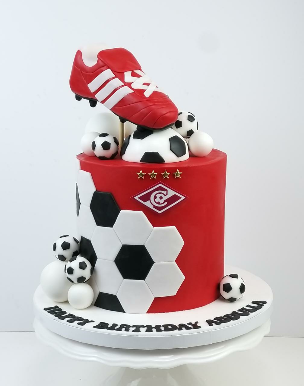 Football Red Fondant  cake 