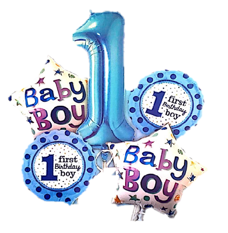 1 First Birthday Boy Foil Balloon Set