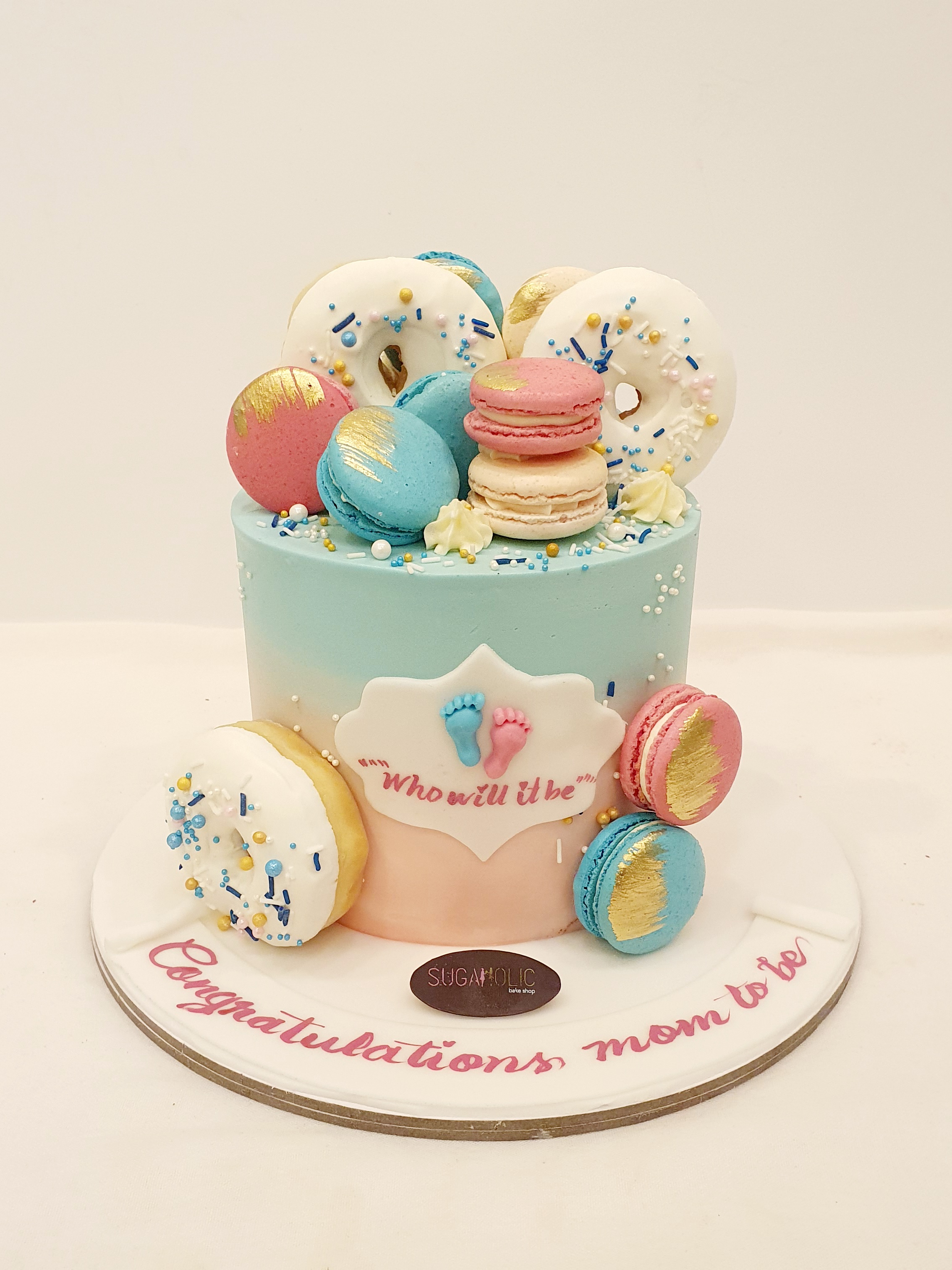 Baby Shower Donut and Macaroons Cake