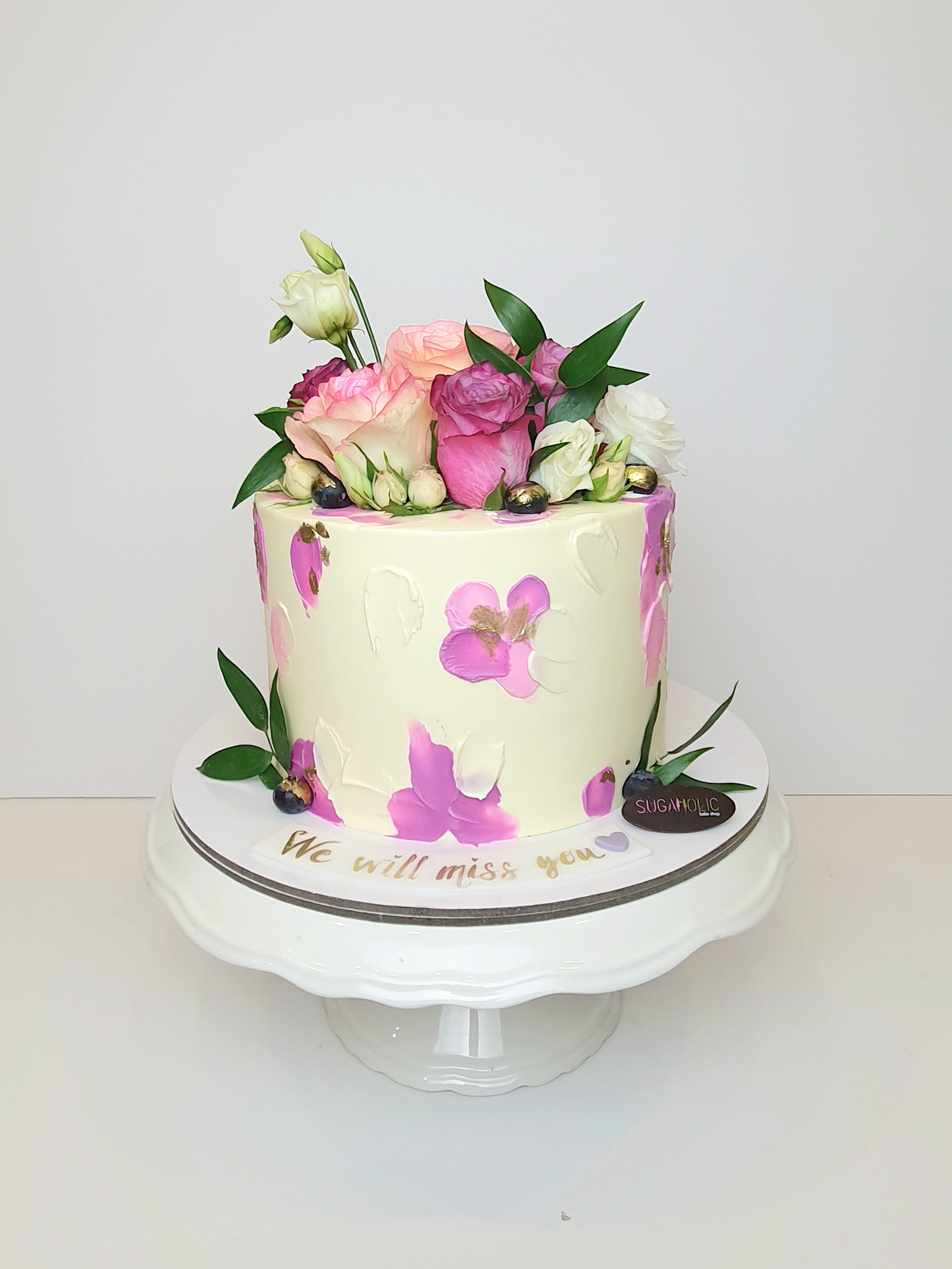Pink and purple Roses Cake 