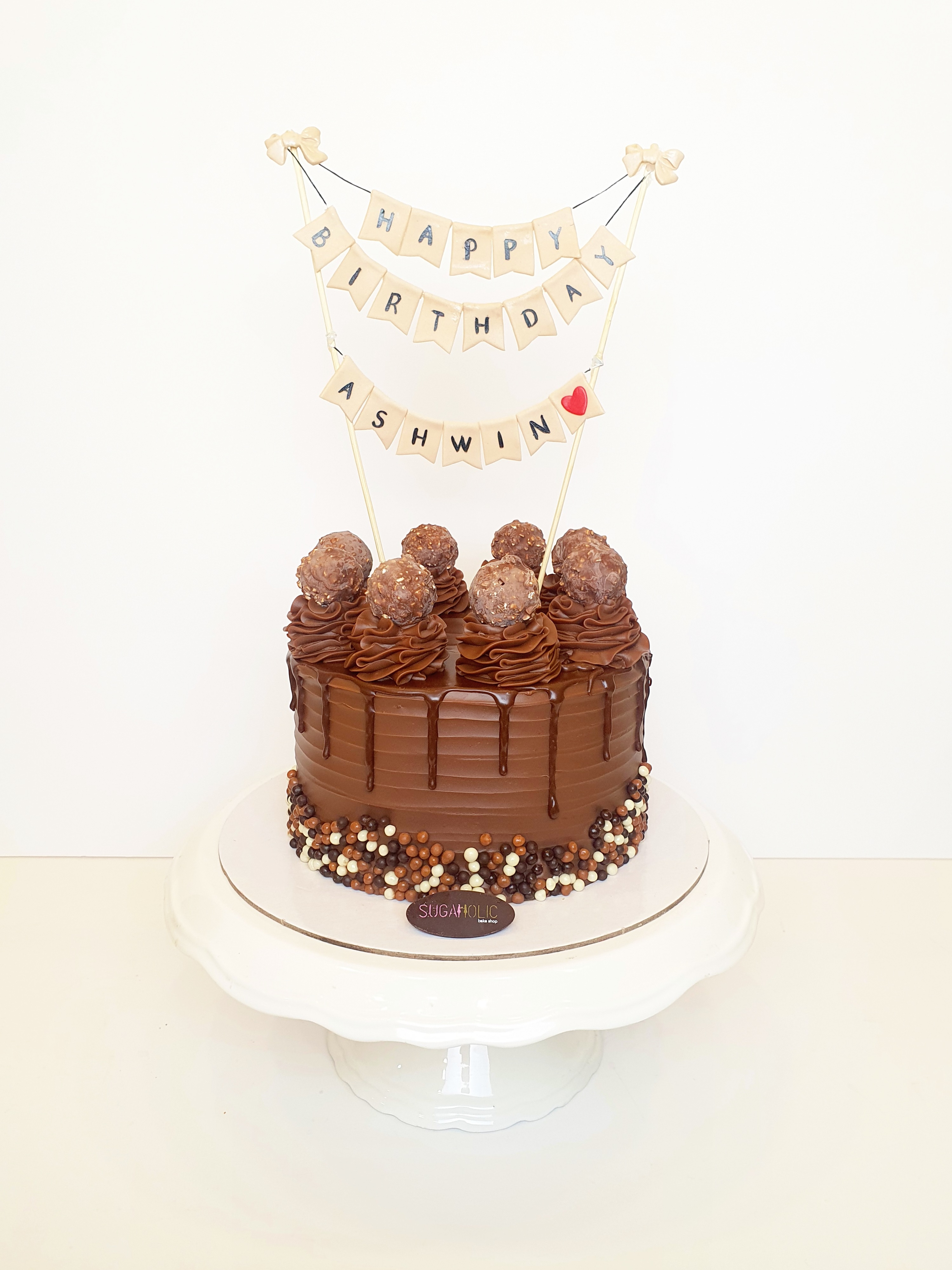 Chocolate Ganache with Banner Topper Cake