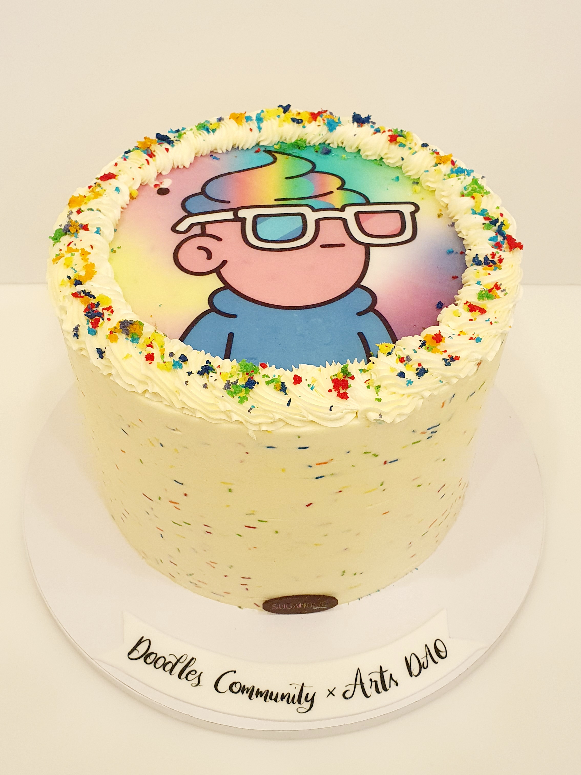 Rainbow Sprinkles Buttercream with Edible Print Cake