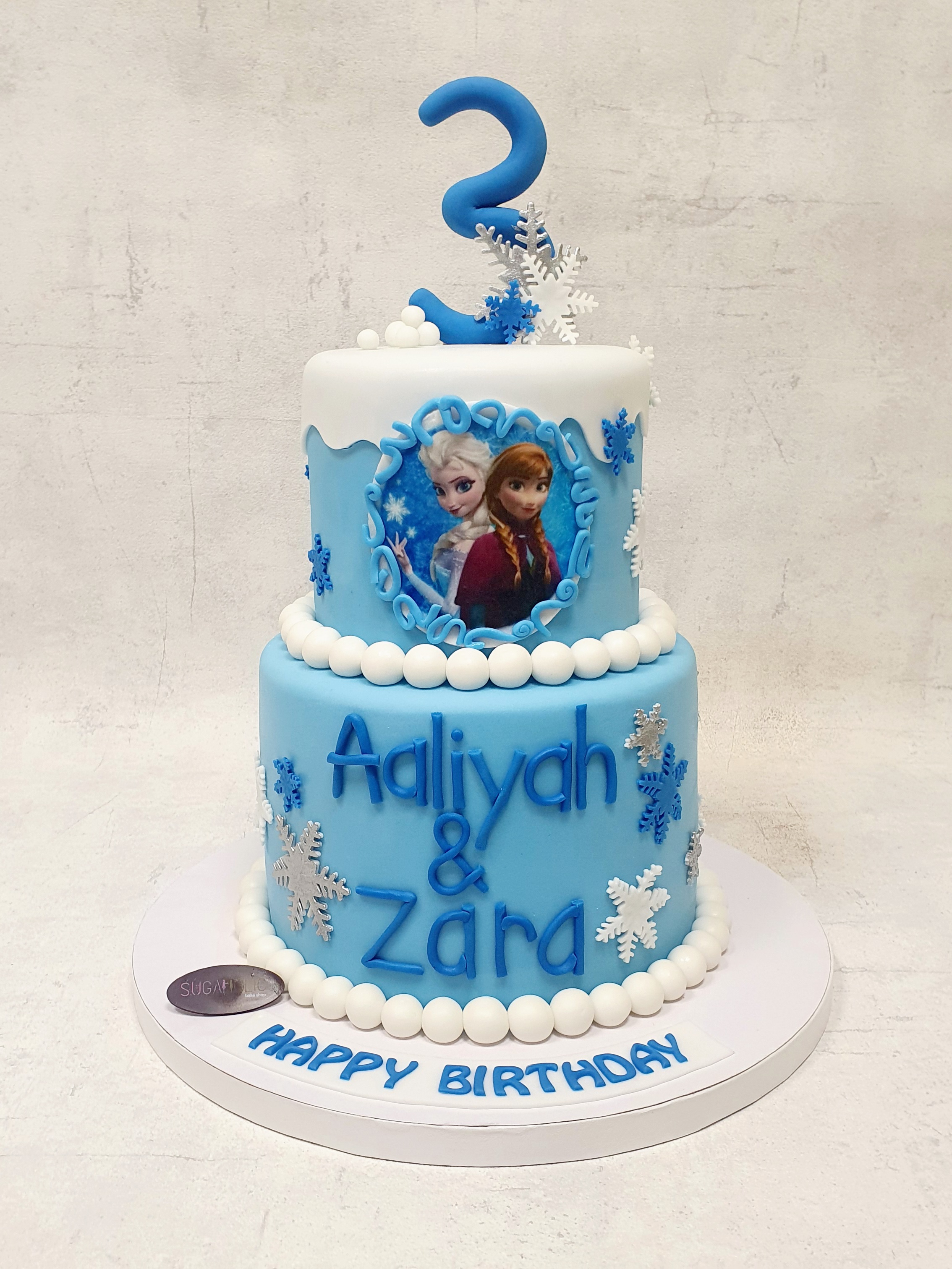 Frozen Elsa and Anna Edible Print Cake
