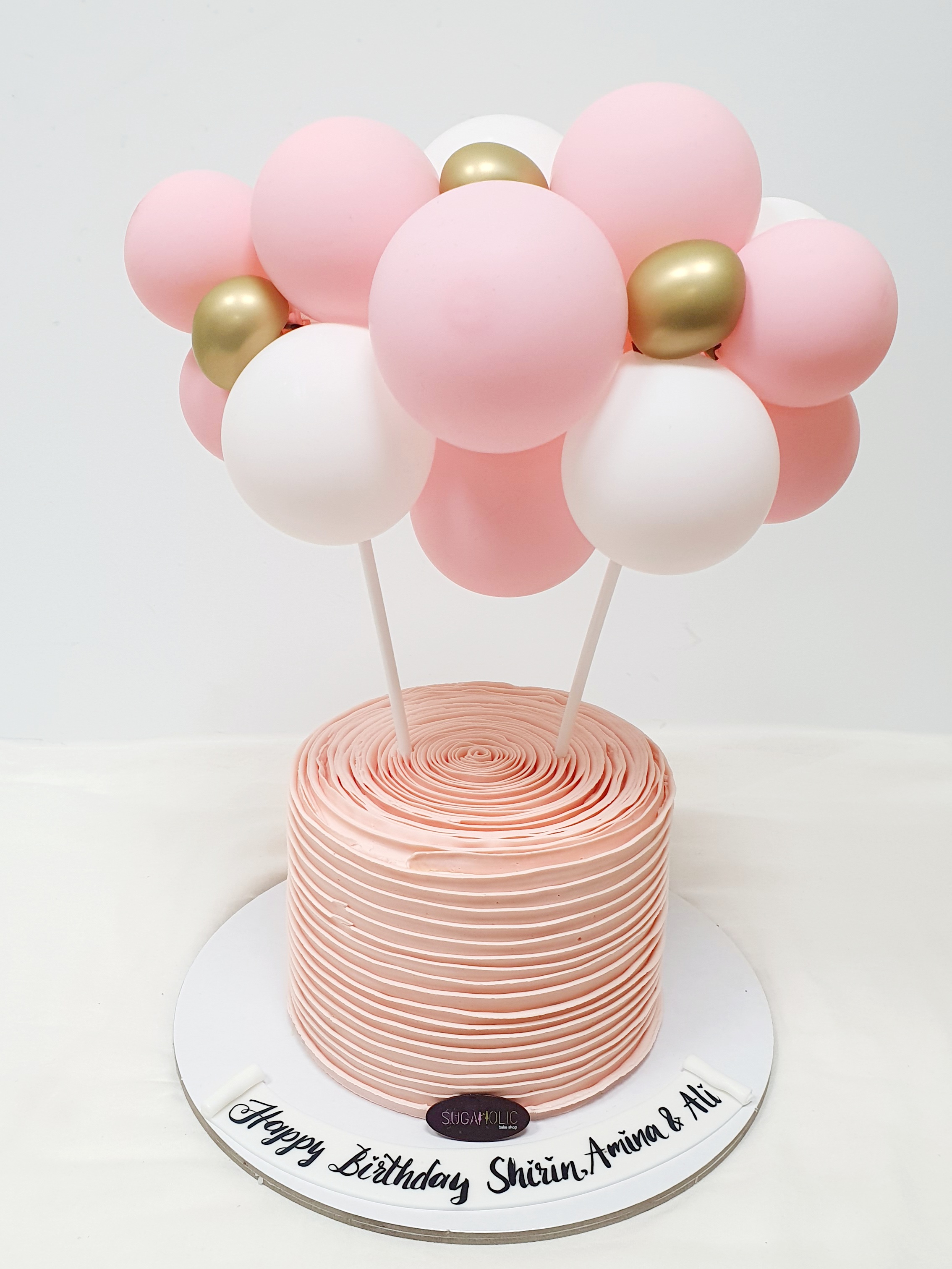 Pastel Pink Ruffles Balloon Cake