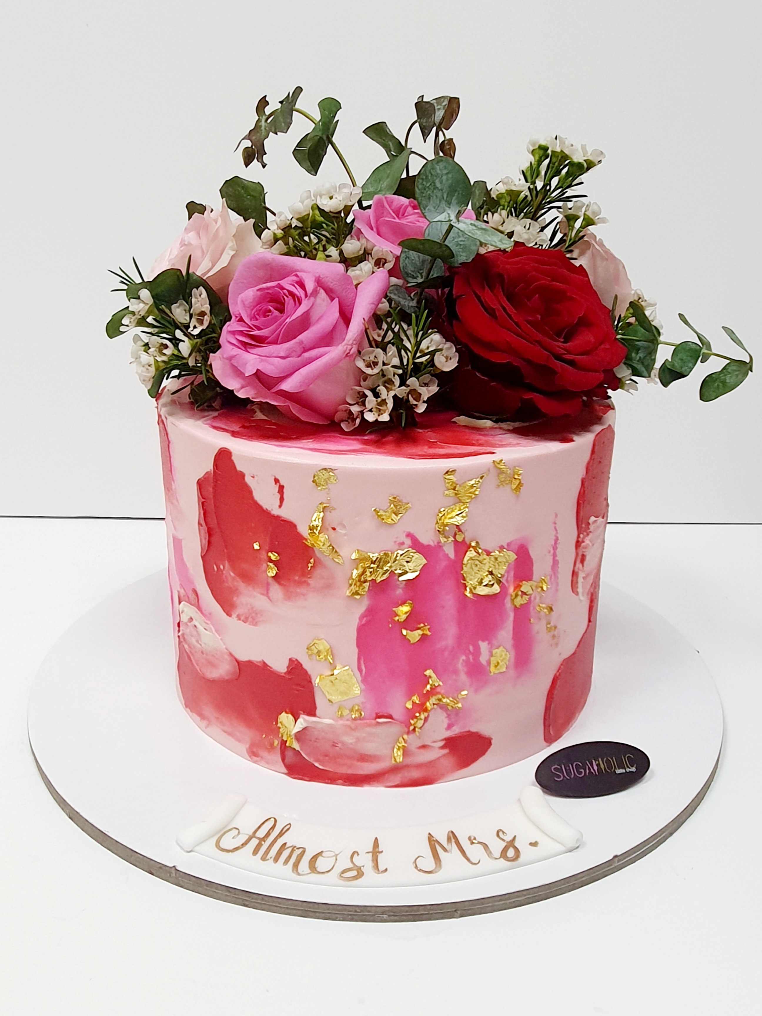 Floral with Gold Leafs Cake 