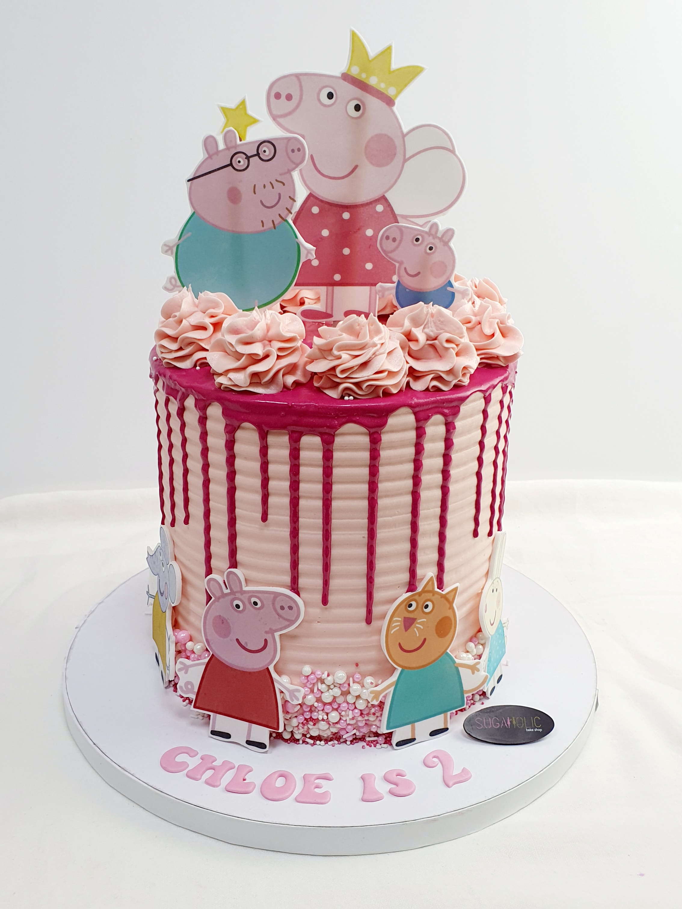 Peppa Pig Edible Print with Dripping Cake