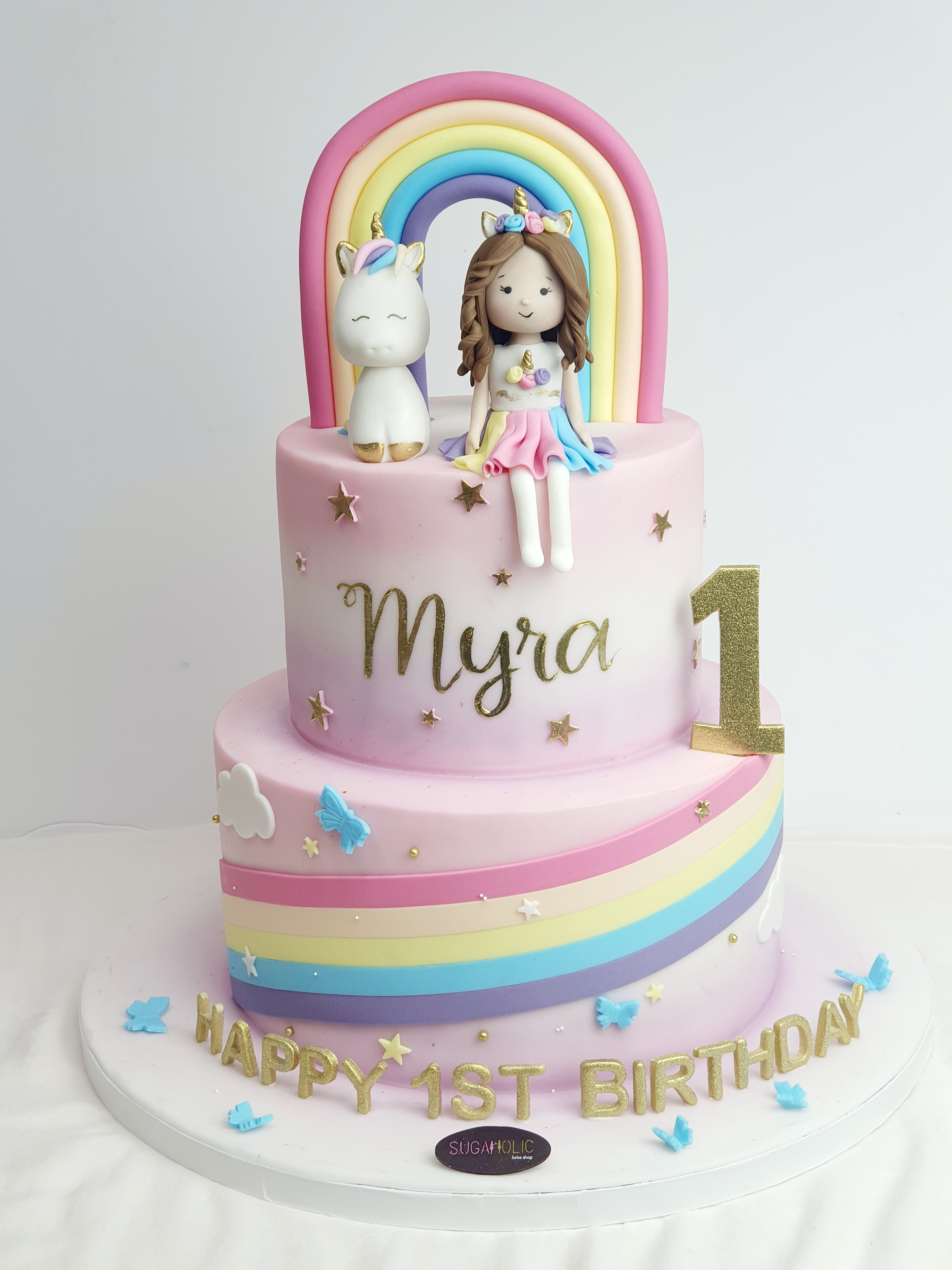 Unicorn with a Girl Cake