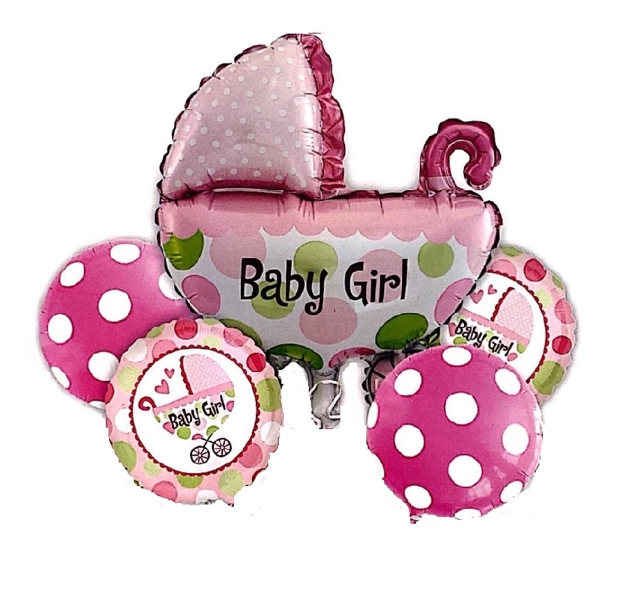 Baby Girl Pram Foil Balloons