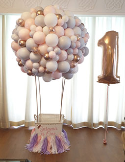 First Hot Air Balloon ( Hot Air Balloon structure,  Personalisation on front of hot air balloon basket,  Number 1 foil balloon )