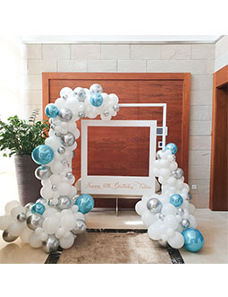 Framed View ( Frame stand - 1.8 x 1.8,  Personalized frame,  Balloon garland  )