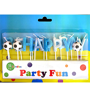 Happy Birthday Blue Football Candle