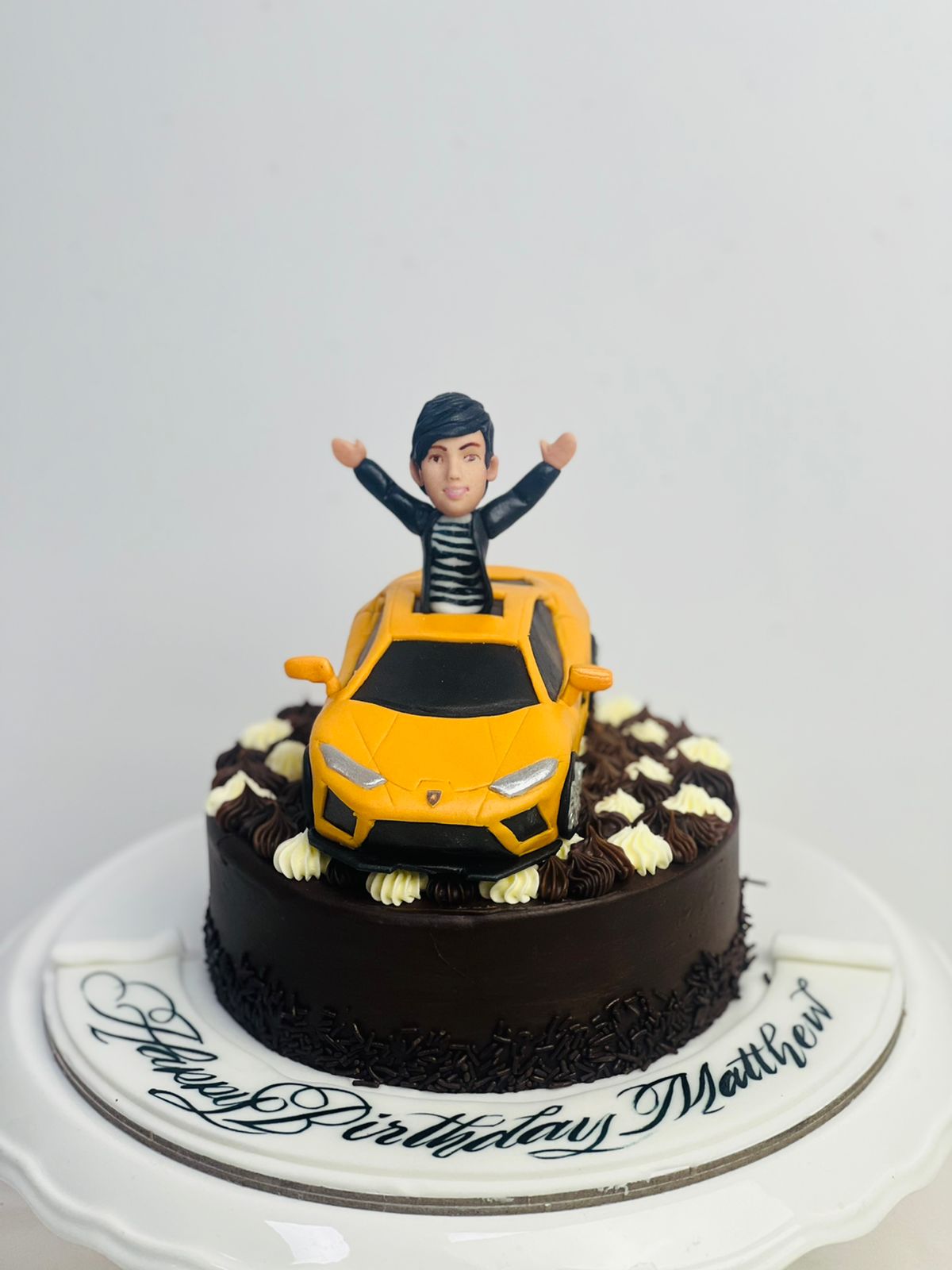 Nutella Cake with Car and a Human figure 