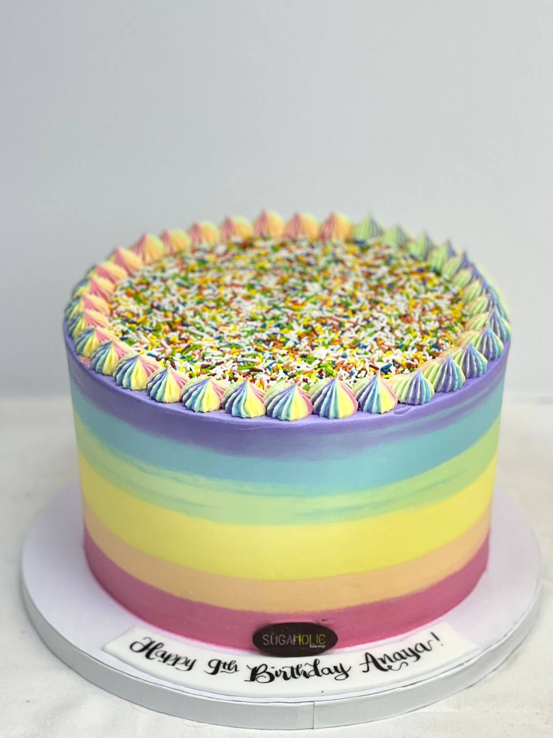 Rainbow Salted Buttercream Cake with Sprinkles