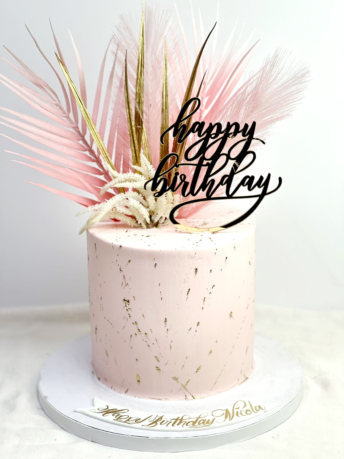 Leaf Pink Buttercream Cake