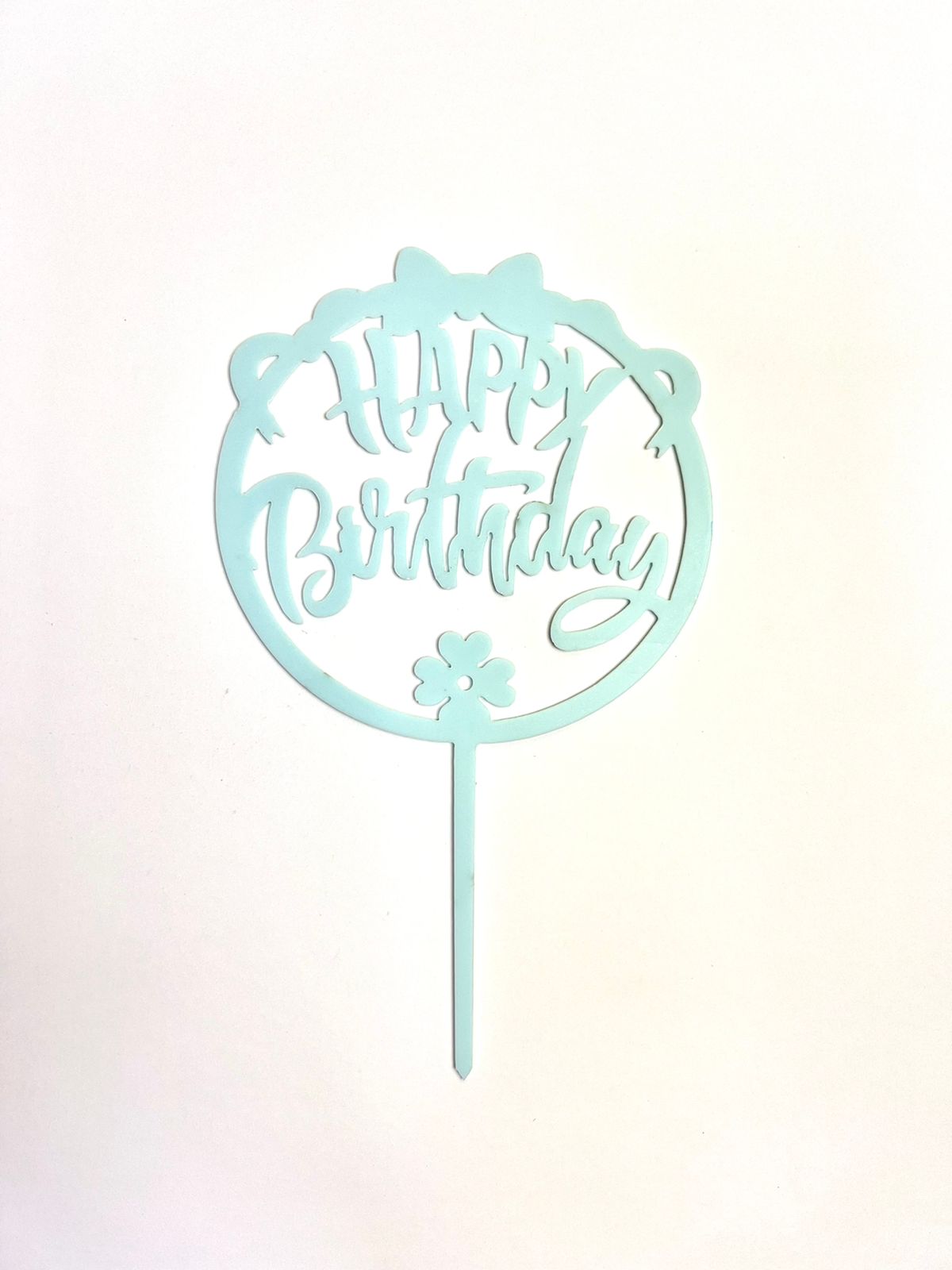 Happy Birthday Blue round topper 