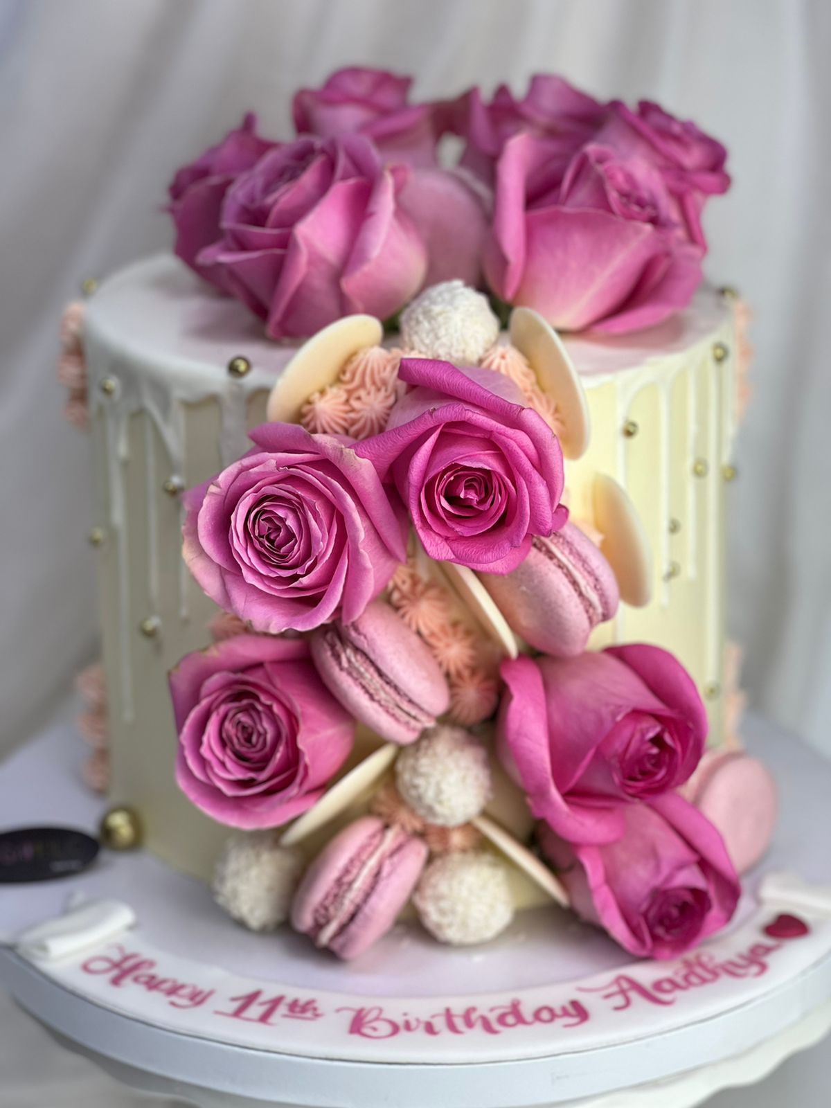 Roses and Macaroons Buttercream Cake