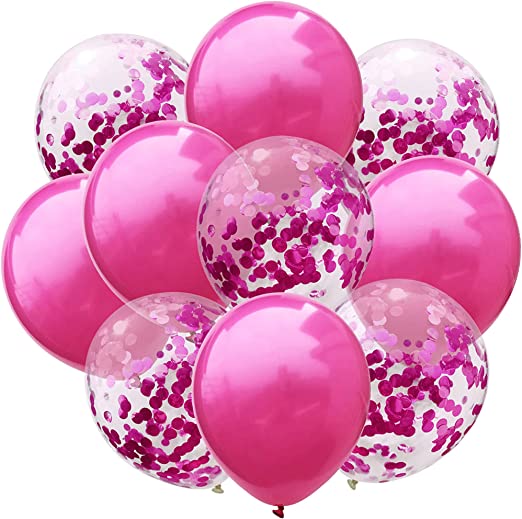 Chrome Dark Pink and Dark Pink Confetti Balloon