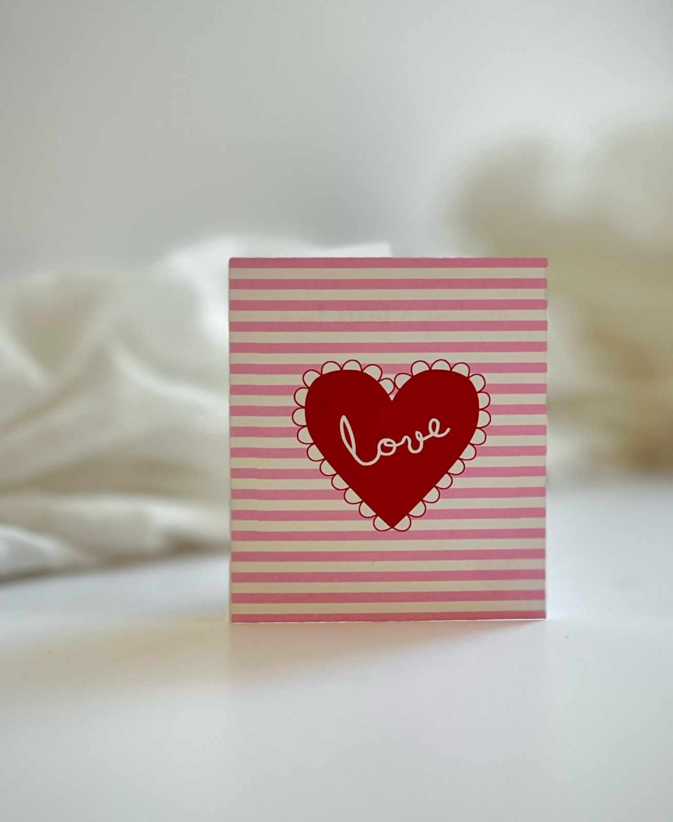 Valentine Greeting Card (Pink stripes)
