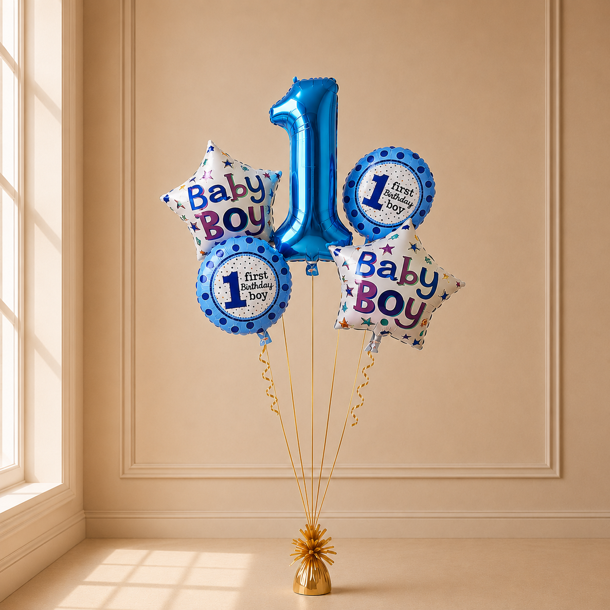 First Birthday Boy Foil Balloon Set